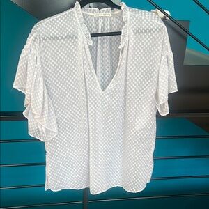 Alice + Olivia White Polka Dot Women's Top